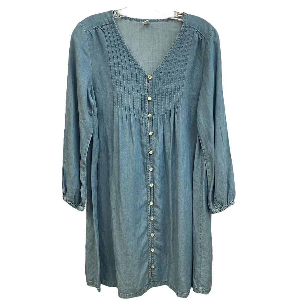 Old Navy Chambray Dress Button Front Long Sleeve Casual‎ XS